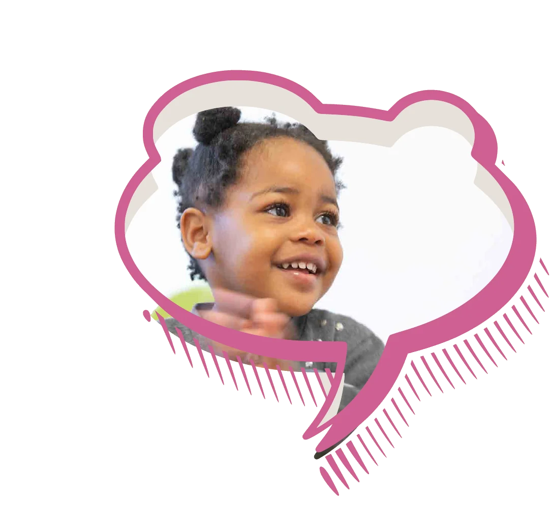 Portrait d'une enfant dans une bulle de dialogue